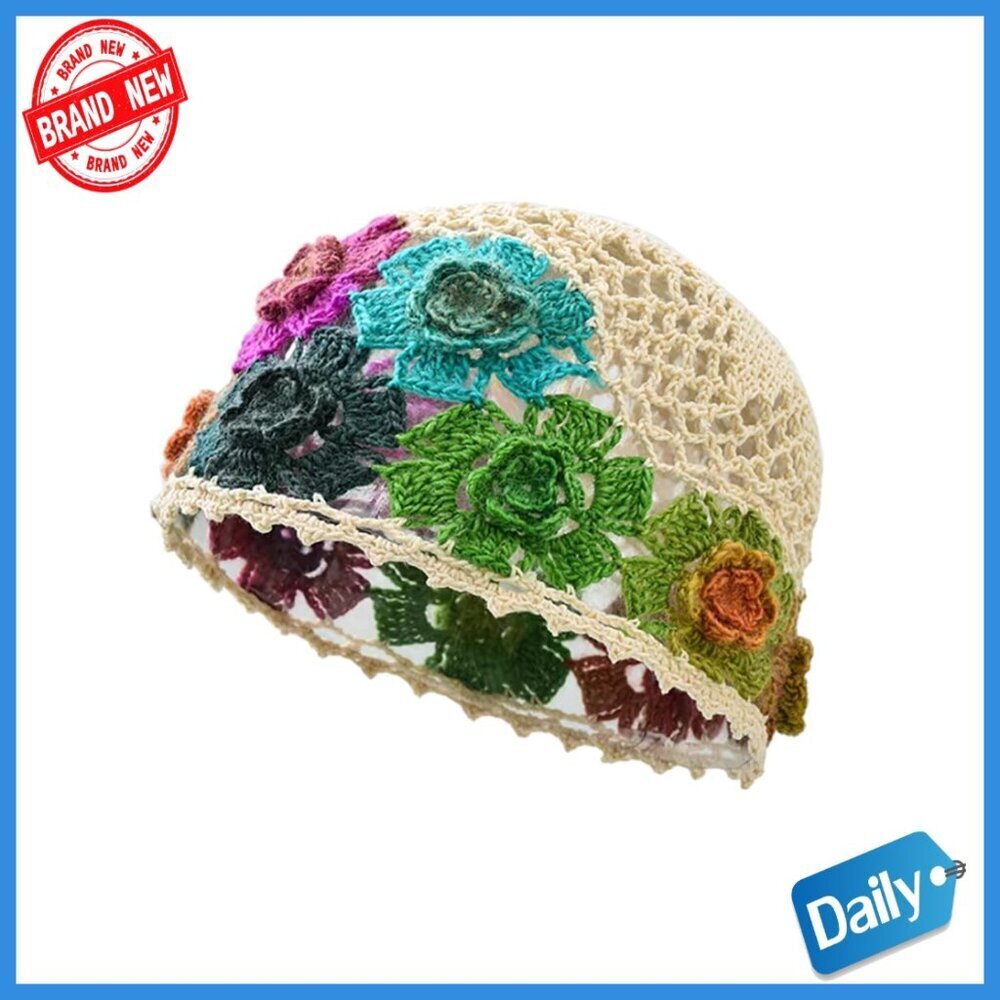 Handmade Crochet Beanie Sun Hat Lightweight Openwork Summer Skull Cap
